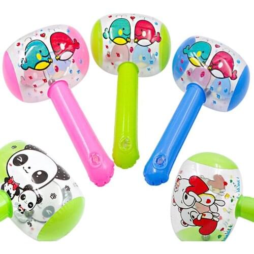 1Pcs Cute Cartoon Inflatable Hammer Air Hammer With Bell Kids Children Blow Up Noise Maker Baby Toys Color Random