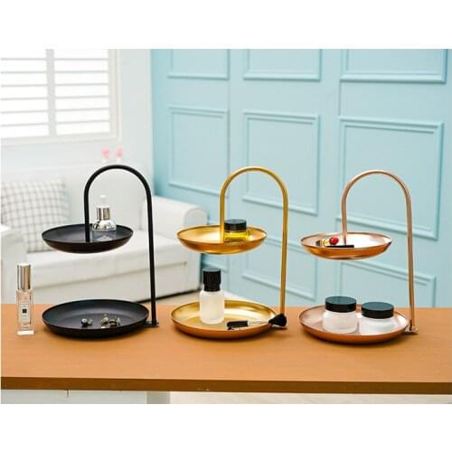 1PC Nordic Vanity Tray Double-deck Cosmetics Storage Tray Dressing Table Desktop Racks Princess Finishing Storage Rack JL 297