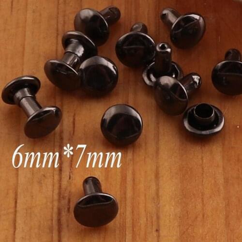 100 Sets Gunmetal Double Cap Rivets 6mmX7mm Studs Leather Craft Fastener Snaps Prong Mushrooms Rivet Nails
