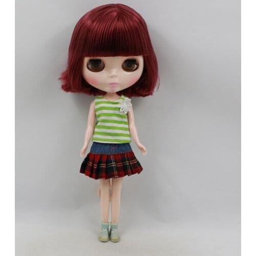 6 Nude blyth Doll,wine red hair Factory doll,Suitable For DIY Change BJD Toy For Girls