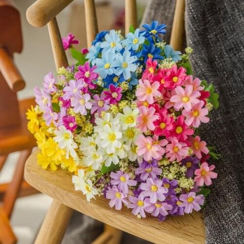 7 branch 28 heads Silk Daisy Artificial Decorative Flower Wedding Flower Bouquet Home Room Table Decoration