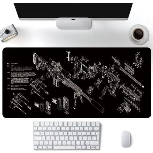 Firearm Large Mouse Pad Gaming Desk Mat Gun Parts Mouse Mat Rifle Computer Rifle Mousepad 900x400mm Gamer Accessories AR15 AK47