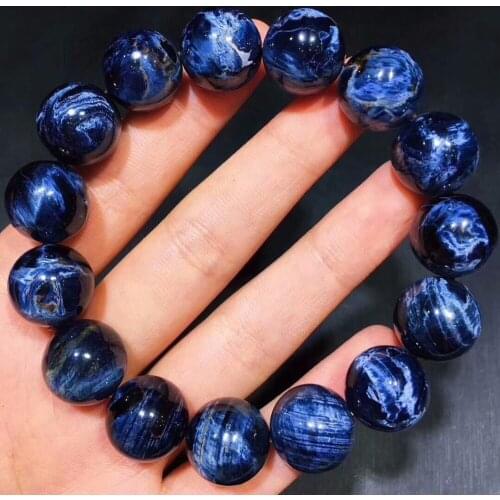 Genuine Natural Blue Pietersite Namibia Round Beads Bracelet 14mm Powerful Stretch Crystal Bracelet For Women Men AAAA