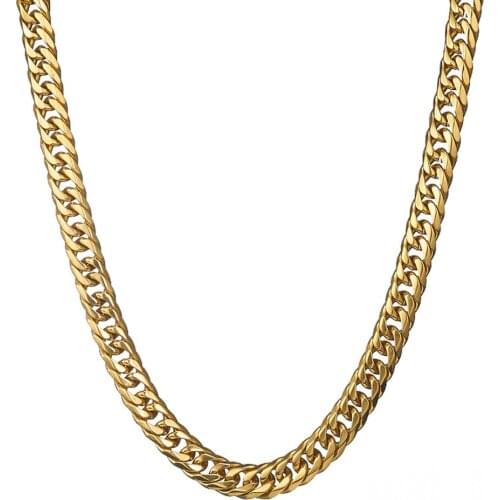 HIP Hop 16-40 INCH 13MM Gold Filled Heavy Stainless Steel Double Curb Cuban Link Rombo Chain Necklaces for Men Jewelry