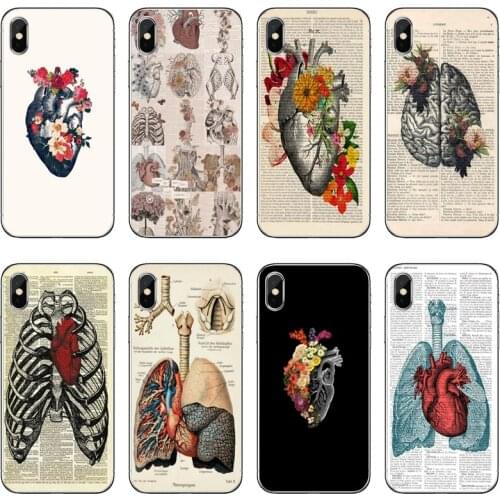 Vintage Medical Anatomical Heart Phone Case For Huawei P40 P30 P20 Pro P10 P9 Lite Y5 Y6 Y7 Y9 P Smart Plus 2018 2019