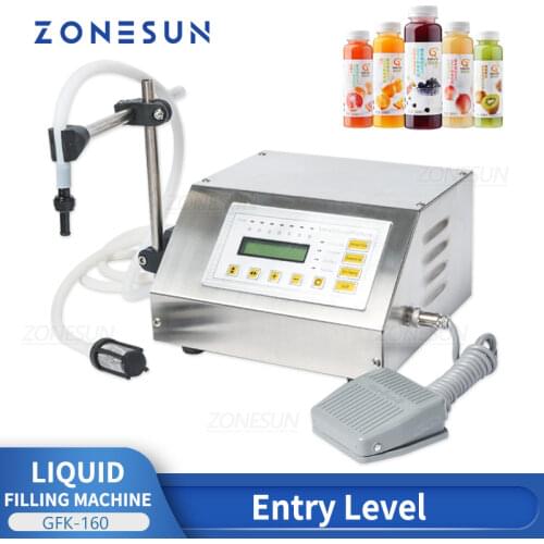 ZONESUN GFK-160 Digital Control Pump Drink Water Oil Milk Water Liquid Bottle Filling Machines Food Beverage Machinery 5-3500ml