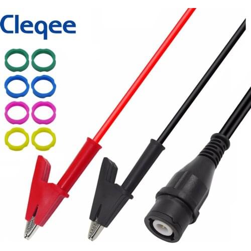 Cleqee P1205 BNC male plug to Alligator Clips Coaxial Cable Oscilloscope Test Lead 120CM