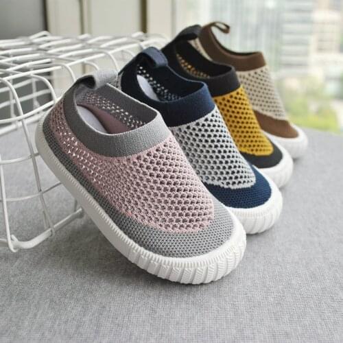 Children summer shoes flying woven hollowed-out breathable toddler mesh shoes boys and girls kids sneakers soft sole shoes
