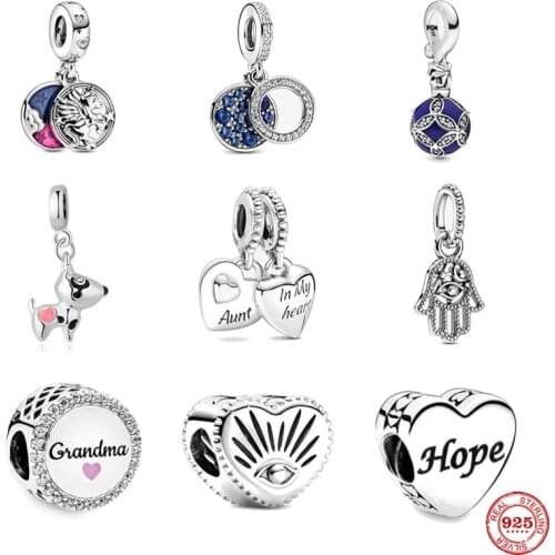 DIY fine beads Magical Unicorn Double Dangle Charm aunt niece dog hope Fit Original Pandora Charms silver 925 Bracelet Jewelry