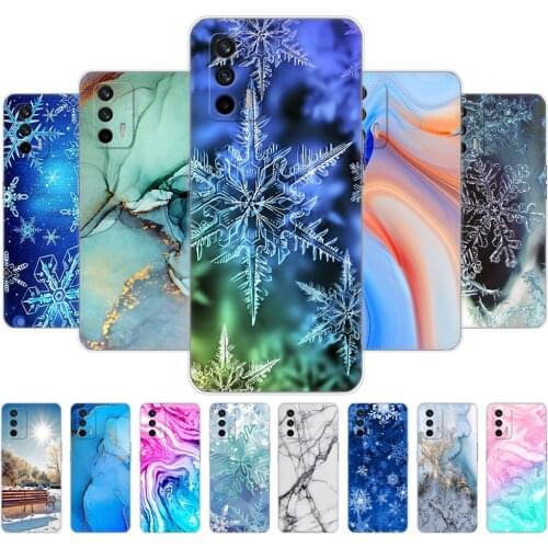 For Realme GT 5G Case Back Phone Cover For OPPO Realme GT 5G RMX2202 6.43" Silicon Soft TPU marble snow flake winter christmas