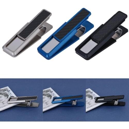 Double Sided Push Clip Carbon Fiber Stainless Steel Alloy Purse Card Clip