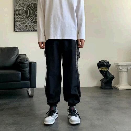 2021 Hip Hop Joggers Cargo Pants Men Harem Pants Multi-Pocket Ribbons Man Sweatpants Streetwear Casual Mens Pants