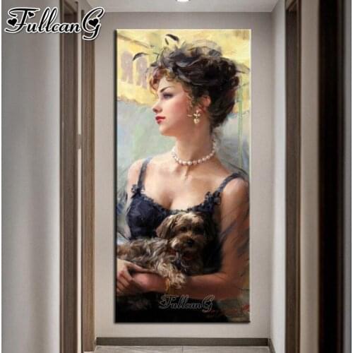 FULLCANG Sexy beauty mosaic 5d diy large diamond painting cross stitch full drill rhinestone embroidery girl wall decor FG0101