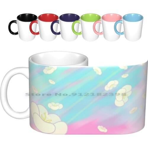Flower Fall Ceramic Mugs Coffee Cups Milk Tea Mug Flower Flora Floral Fall Falling Rain Sakura Cherry Blossom Blossoms