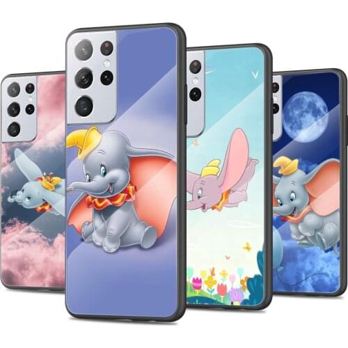 Cute Disney Dumbo Tempered Glass Cover For Samsung Galaxy S21 Plus Ultra M21 M31 M51 A52 A72 Phone Case Coque