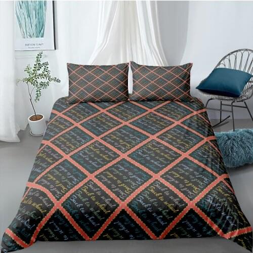 Male Female Bedding Set Personalized English Home Textile Simple lattice Duvet Cover Diagonal lines Pillow Case comforter cover