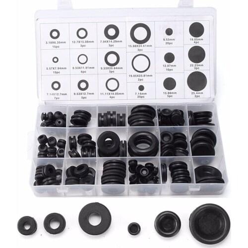 Rubber Grommets Set O-ring Plug Wire Ring Assortment Electrical Wire Gasket Tool Blanking Open Closed Blind Grommet 125 Pcs