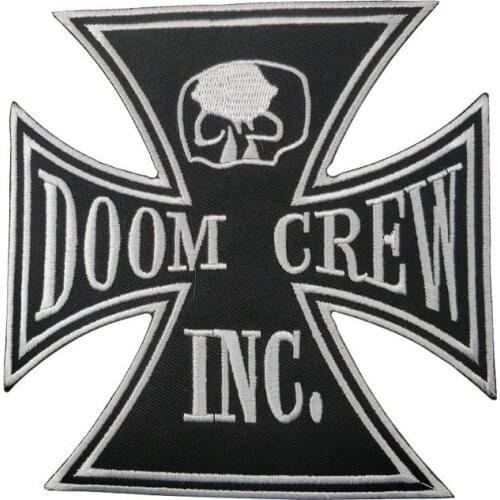 Doom Crew Skull Embroidery Patches Iron on Badges Clothes Appliqued DIY Clothing Accessories Coat Jacket Free Shipping Custom