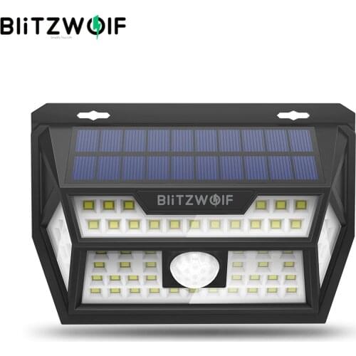 Blitzwolf BW-OLT1 Smart PIR Motion Sensor Control Solar Power 62 LED Wall Light Lamp Waterproof for Outdoor Garden Path Yard