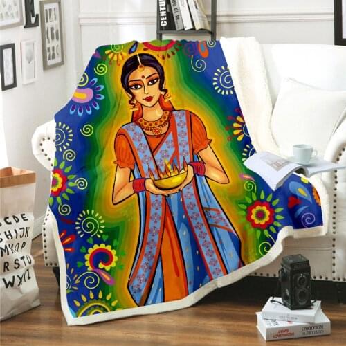 2020 NEW Egyptian Characters Blanket 3D Print Sherpa Blanket on Bed Kids Girl Flower Home Textiles Dreamlike Style 05