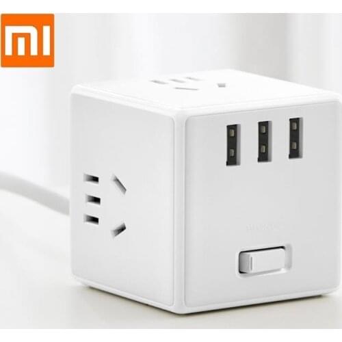 Xiaomi Rubiks cube socket converter Overload protection 3 USB interface plug Smart fast charging