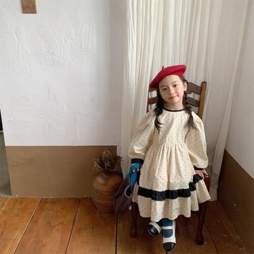 Girl Dress Kids Baby Gown 2021 Retro Spring Autumn Toddler Formal Party Outfits Sport Teenagers Dresses Cotton Children Clothing