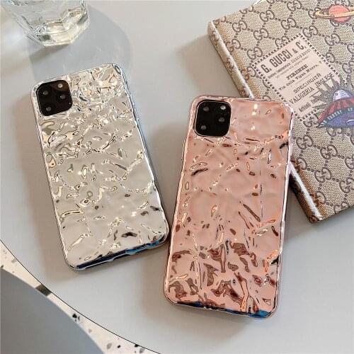3D Pothole Pit Plating Champagne Gold Silver Cases For iPhone 12 11 Pro XS Max XR X 7 8 6 6S Plus Shockproof Back Cover Coques