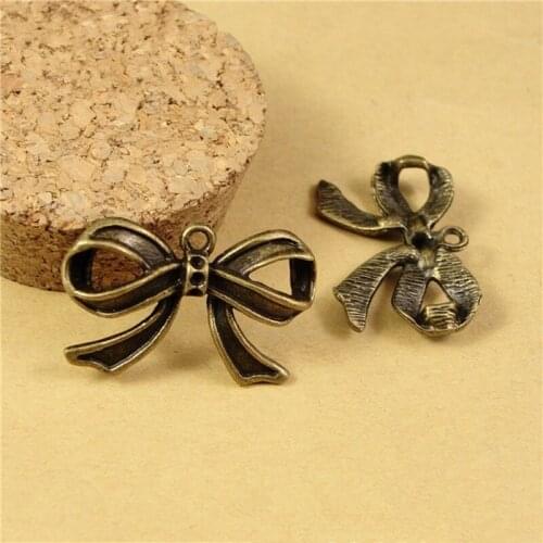 RONGQING 40pcs/lot bowknot Charms handmade Craft pendant making fit DIY 29*18MM Fashion Jewelry
