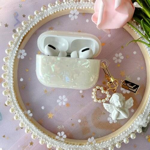 Luxury Pearl Angel Glossy Case for Apple Airpods 1 2 3 Case for AirPods Pro Case Bluetooth Earphone Accessories Headphone Box