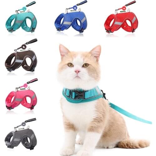 Dog Cat Harness with Leash Set Adjustable Pet Vest Buckle Chest Strap Dog Lead Walking Breathable Harnesses For Cat Accessories