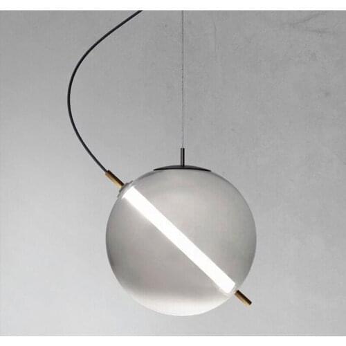 Modern Simple Clear Glass Ball Pendant Light Single Head Living Room LED Bedroom Children Bubble Ball Black Metal Restaurant