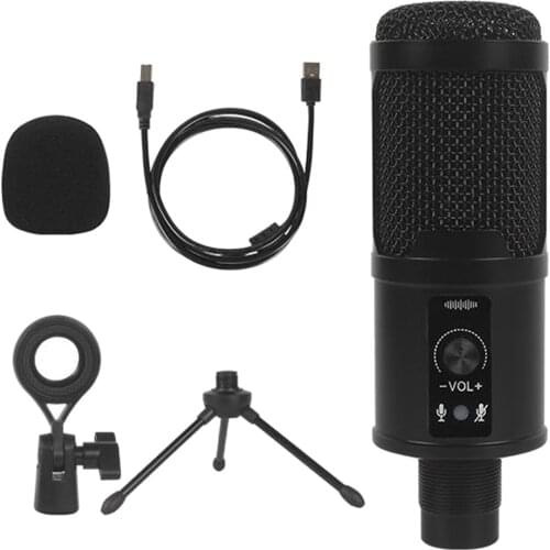 USB Microphone Mic + Tripod Stand for PC Laptop Studio Recording Gaming