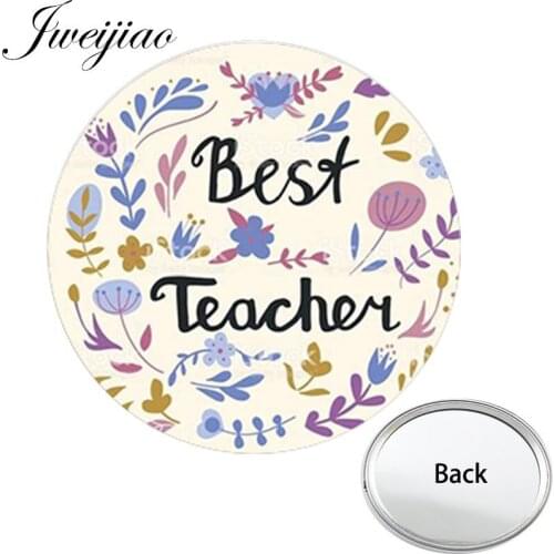 Youhaken Best Teachers One Side Flat Mini Pocket Mirror Compact Portable Makeup Vanity Hand Travel Purse Mirror