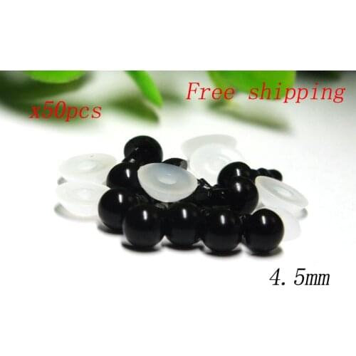 Free Shipping 50pcs 4.5mm Safety Black Eyes With Plastic Washers Fit For Teddy Bear