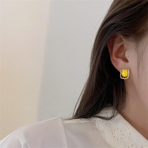 Korean Cute Irregular Stud Earrings For Women Resin Geometric Summer Stud Earring 2021 Party Jewelry Gifts