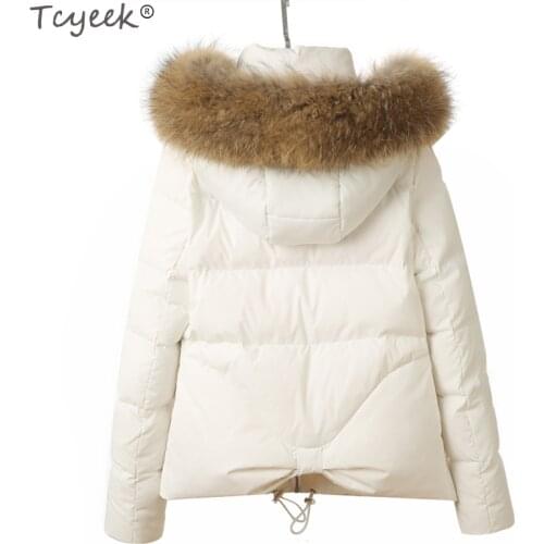 Tcyeek 2020 High Qaulity Natural Racoon fur Duck Down Jacket Women Winter Short Coats Plus Size 2XL Abrigos Mujer Outwear LX1268