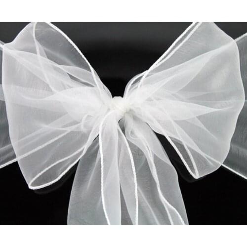 100pcs cover sash white Chair Bow Banquet Chair Sash for Weddings