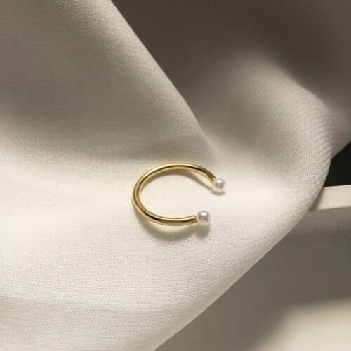 2020 Korea Fashion Simulated Pearl Open Rings for Women Female Gold Color Metal Adjustable Charm Ring Wedding Engagement Jewelry