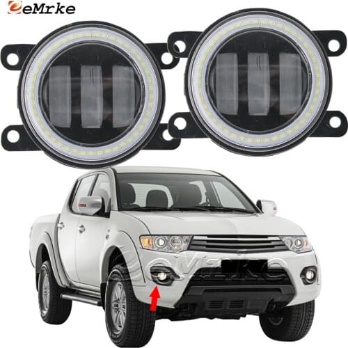 2PCS Led Angel Eye DRL for Mitsubishi L 200 Triton Strada Sportero 2014 2015 2016 LED Fog Lights Lens Daytime Running Light 12V