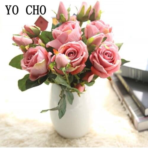 3 Heads Artificial Flowers Roses Fabric Flore Branch Wedding Decor Spring Vivid Small Roses Fake Flowers Home Table Accessories