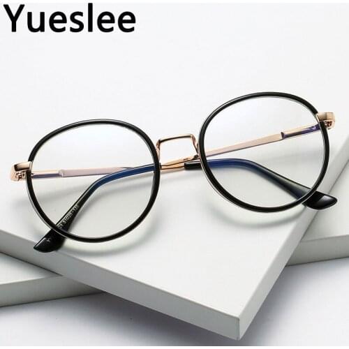 49736 Plastic Titanium Anti Blue Light Retro Round Glasses Frame Men Women Optical Fashion Computer Eyeglasses