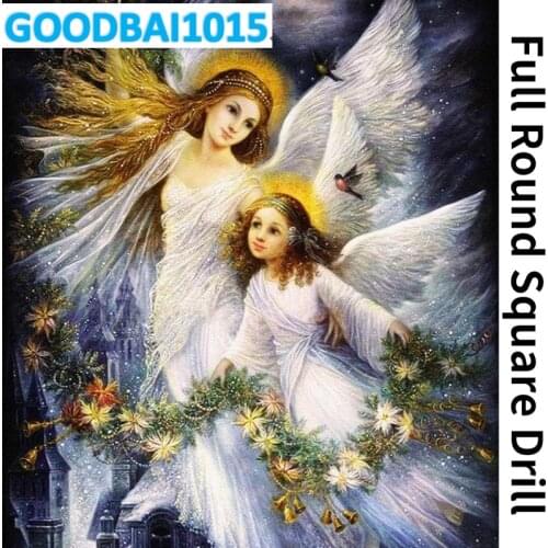 Holy Angel 5D Diamond Painting Flower Rhinestone Cross Stitch Kits Diamond Embroidery Full Mosaic Home Decor Art
