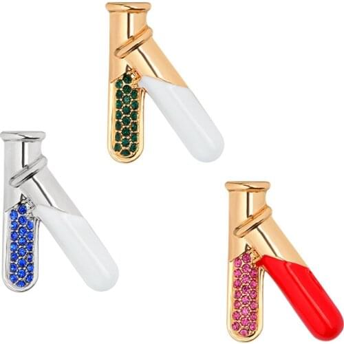 Test Tube Flasks 3 Color Pins Brooches Medical Jewelry Chemistry Jewelry Gift for Doctor Nurse Medical School Badge Wholesale