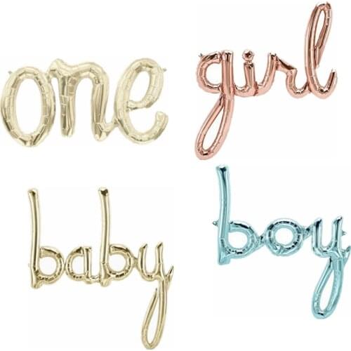 One Baby Boy Girl Script Foil Balloon Baby Shower 1st Birtdhay Party Decorations Gender Reveal Balloon Banner Decoration