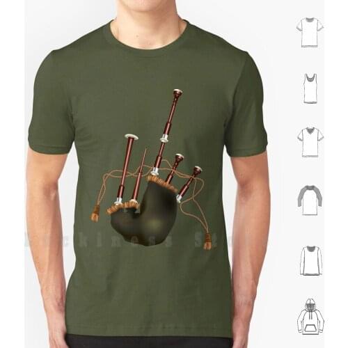 The Bagpipe T Shirt Print 100% Cotton New Cool Tee Bagpipes Bagpipe Musical Instrument Aerophone Reed Reeds Pipe
