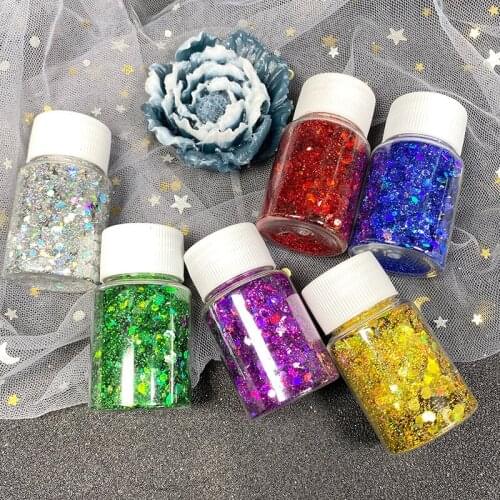 15g Nail Art Holographic Mixed Powder Sequins Sparkle Nail Chunky Glitter Flakes Metallic Shining Glitter Manicure Cosmetic Tips