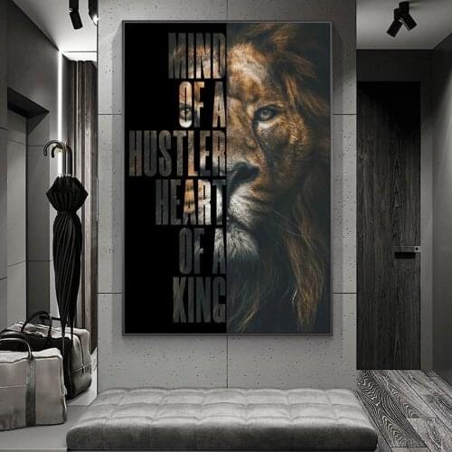 Wild Lion Letter Motivational Quote Art Canvas Painting Wall Art Posters Prints Cuadros Wall Pictures for Living Room Home Decor