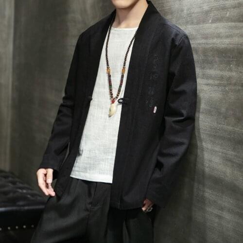 Japanese Kimono Cardigan Men 2019 Japanese Fashion Shirt Kimonos Karate Samurai Costume Yukata Haori Japanese Male Yukata FF2446