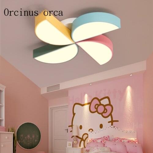Creative cartoon color windmill chandelier childrens room boys and girls bedroom lights eye care LED ceiling lamps