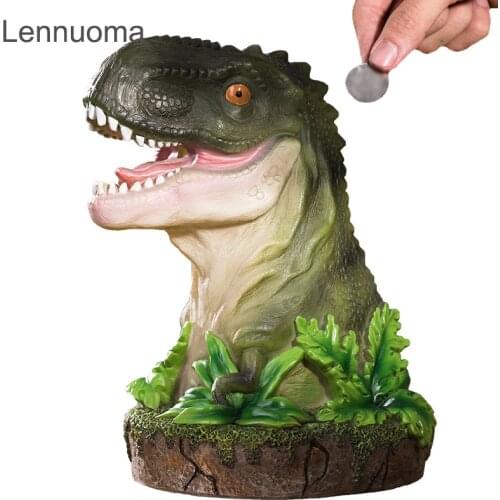 Lennuoma Creative Resin Dinosaur Piggy Bank Children Jar Money Box Large Capacity Boy Gift Home Decoration Christmas Decorative